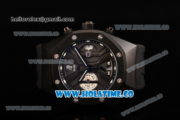 Audemars Piguet Royal Oak Offshore Chrono Miyota Quartz PVD Case with Black Dial and Rubber Strap - Click Image to Close